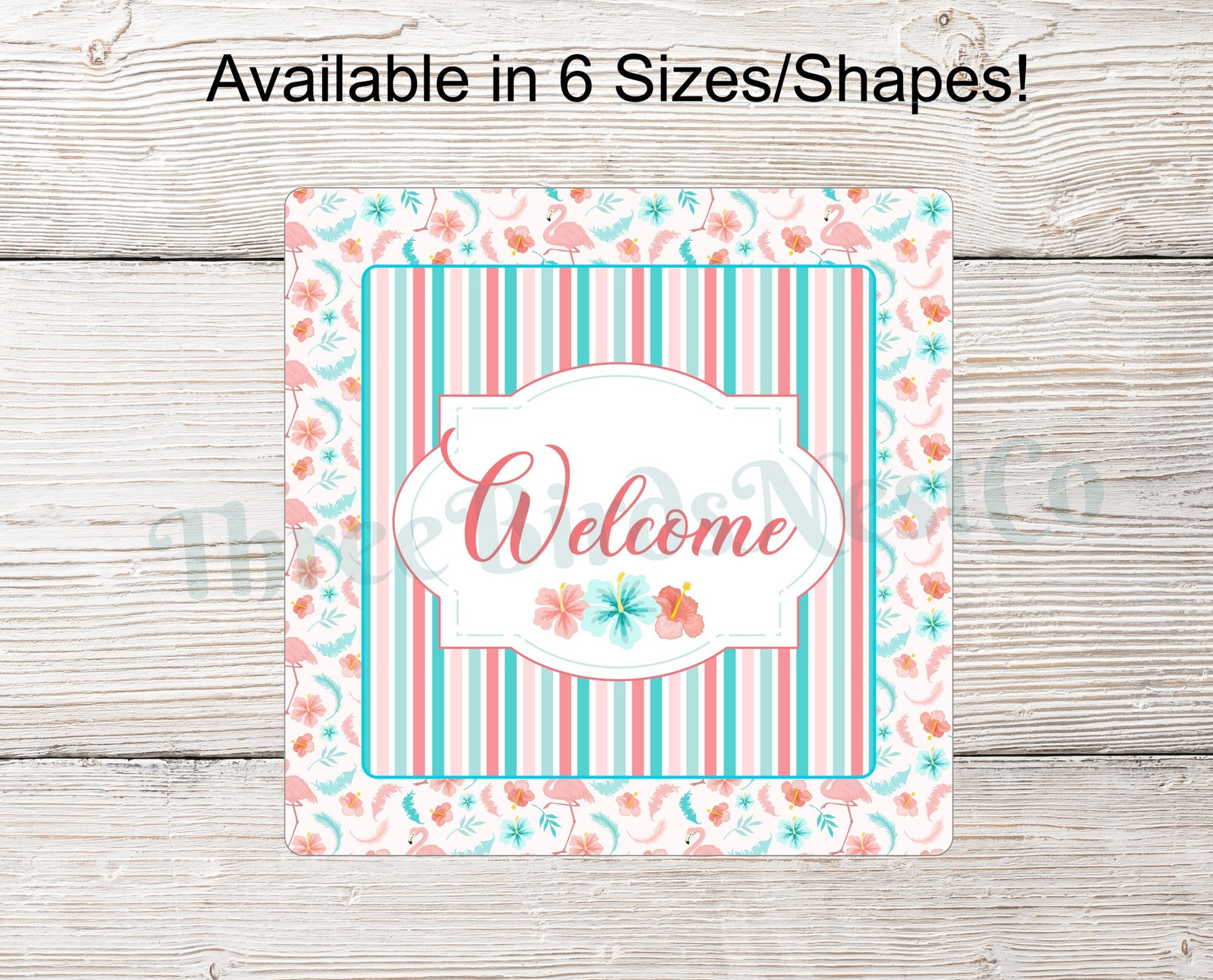 Welcome Wreath Sign - Flamingo Welcome Sign - Flamingo Wreath Signs - Flamingo Sign - Beach Wreath Signs - Beach Welcome Sign
