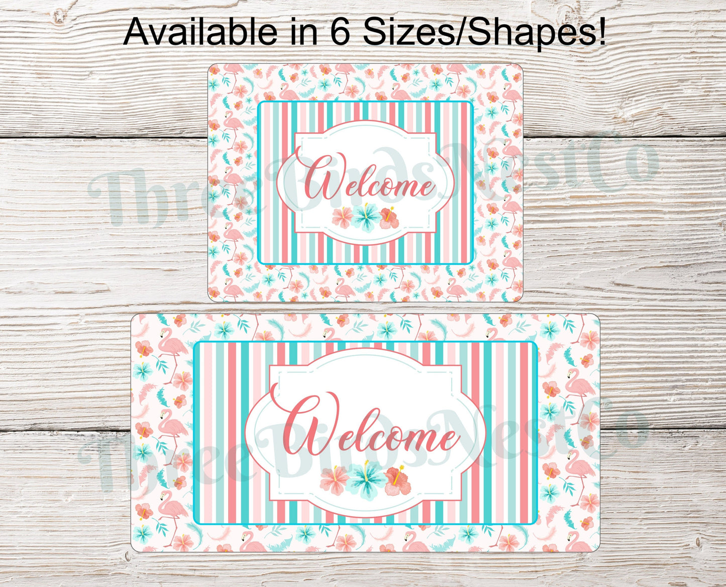 Welcome Wreath Sign - Flamingo Welcome Sign - Flamingo Wreath Signs - Flamingo Sign - Beach Wreath Signs - Beach Welcome Sign