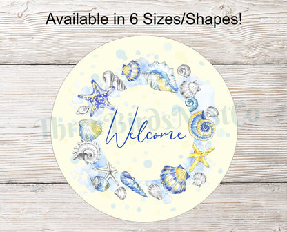 Watercolor Beach Wreath Welcome Sign