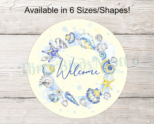 Watercolor Beach Wreath Welcome Sign