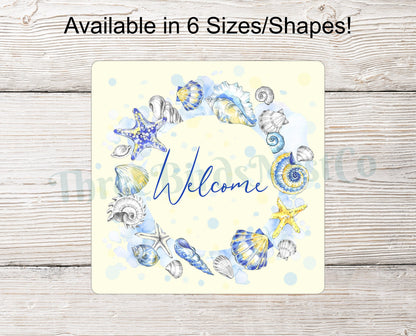 Watercolor Beach Wreath Welcome Sign