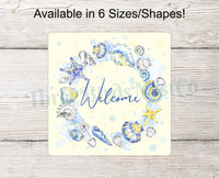 
              Watercolor Beach Wreath Welcome Sign
            