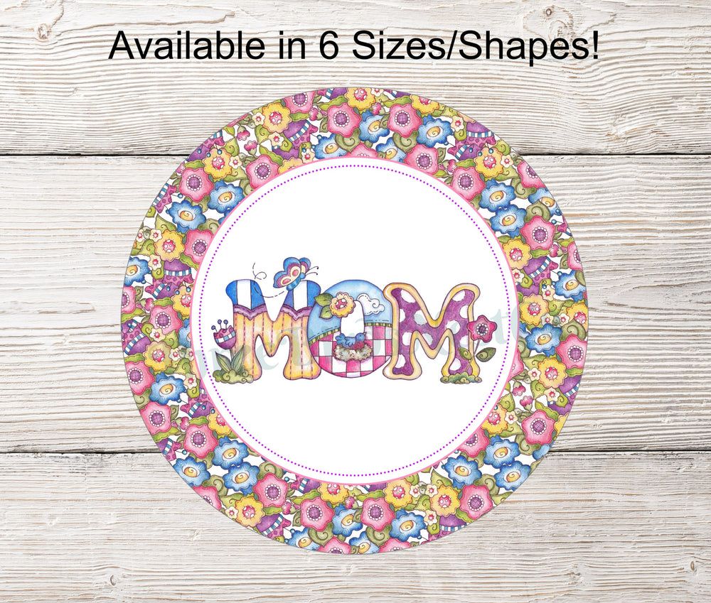 Floral Mom Word Art Sign