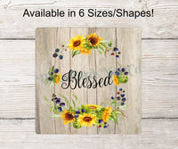 
              Blessed Rustic Sunflowers Wreath Sign
            