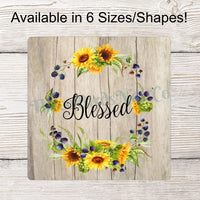 Blessed Rustic Sunflowers Wreath Sign