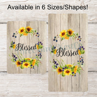 Blessed Rustic Sunflowers Wreath Sign