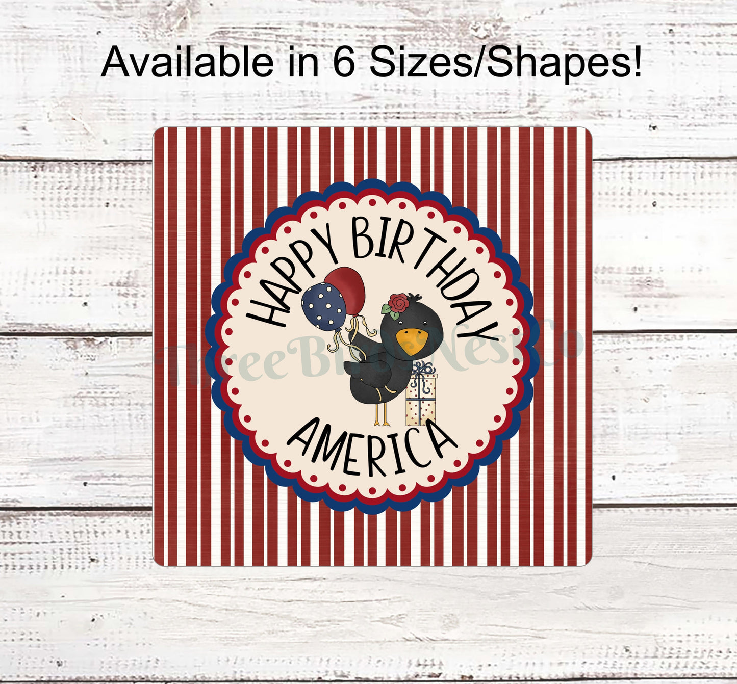Happy Birthday America Patriotic Crow Sign