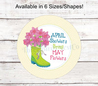 
              April Showers Floral Rain Boots Sign
            