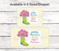 
              April Showers Floral Rain Boots Sign
            