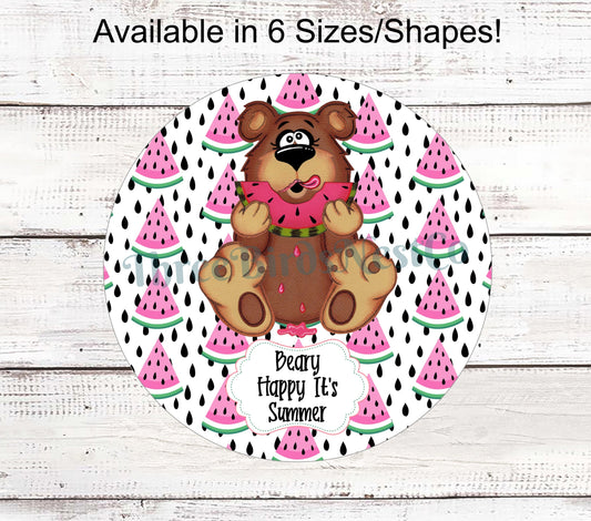 Watermelon Bear Summer Sign