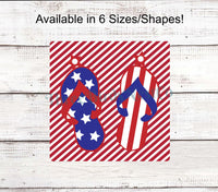 
              Patriotic Flip Flops on Stripes Sign
            