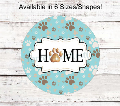 Home Dog Paw Print on Blue Sign