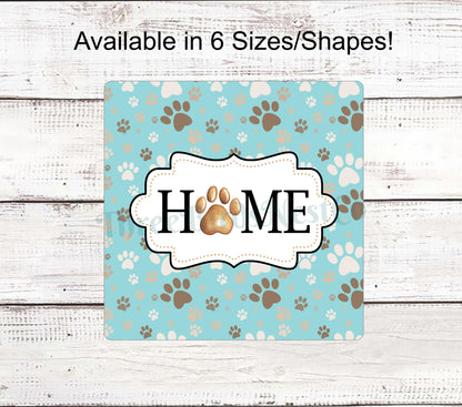 Home Dog Paw Print on Blue Sign