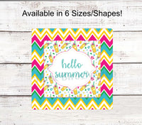 
              Hello Summer Bright Chevron Stripes Sign
            