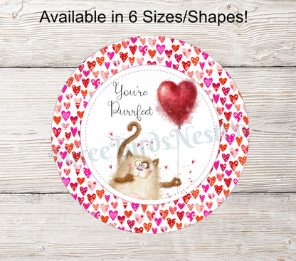 Valentines Day Sign - Cat Sign - Love Sign - Valentines Sign - Valentines Wreath - Cat Wreath Sign