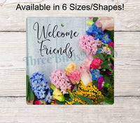 
              Welcome Friends Sign - Spring Welcome Signs - Spring Wreath Signs - Floral Wreath Signs - Everyday Wreath - Everyday Signs
            