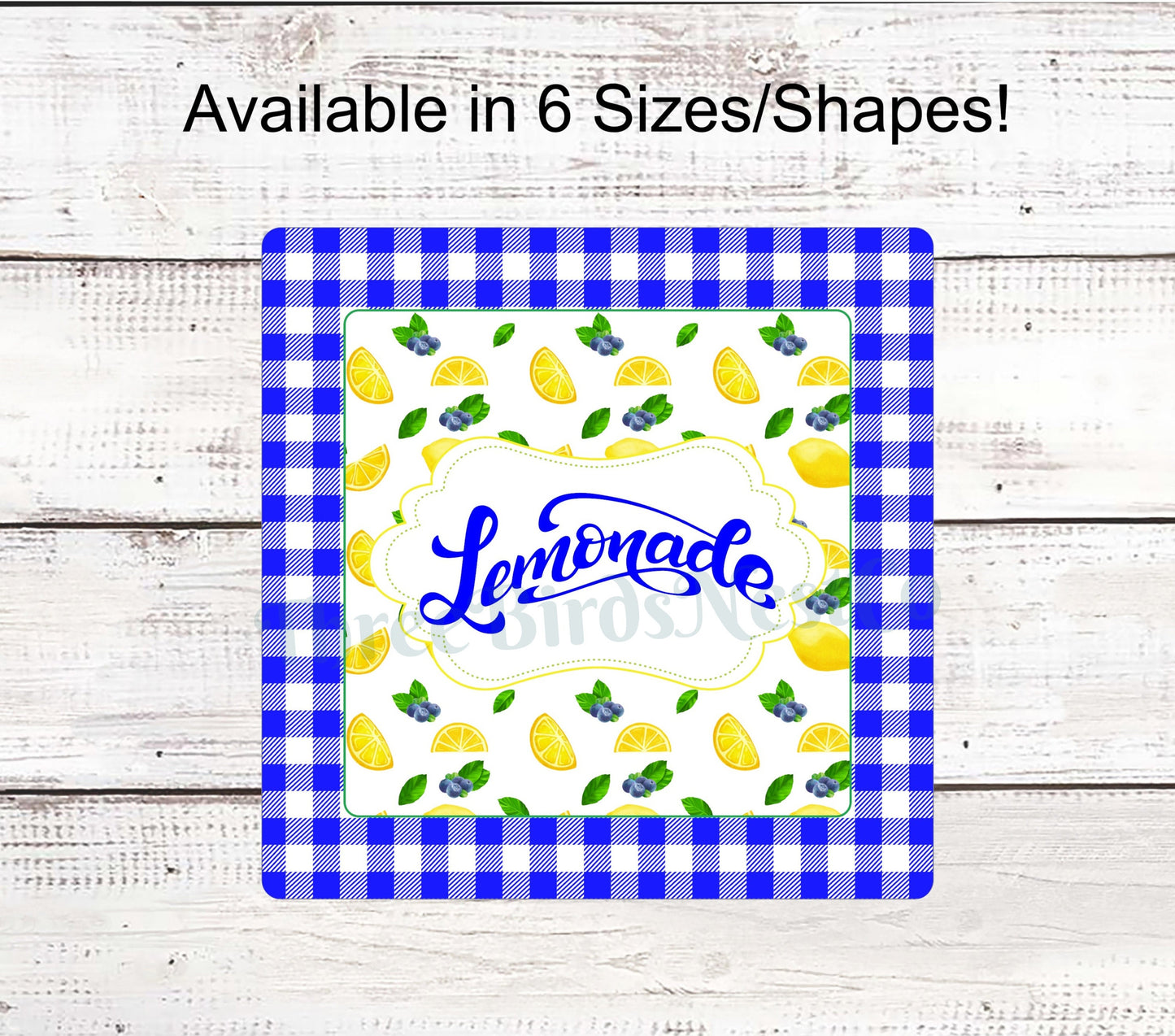 Lemonade Lemons, Blueberries and Gingham Sign- Royal