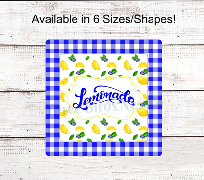 Lemonade Lemons, Blueberries and Gingham Sign- Royal