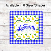 Lemonade Lemons, Blueberries and Gingham Sign- Royal