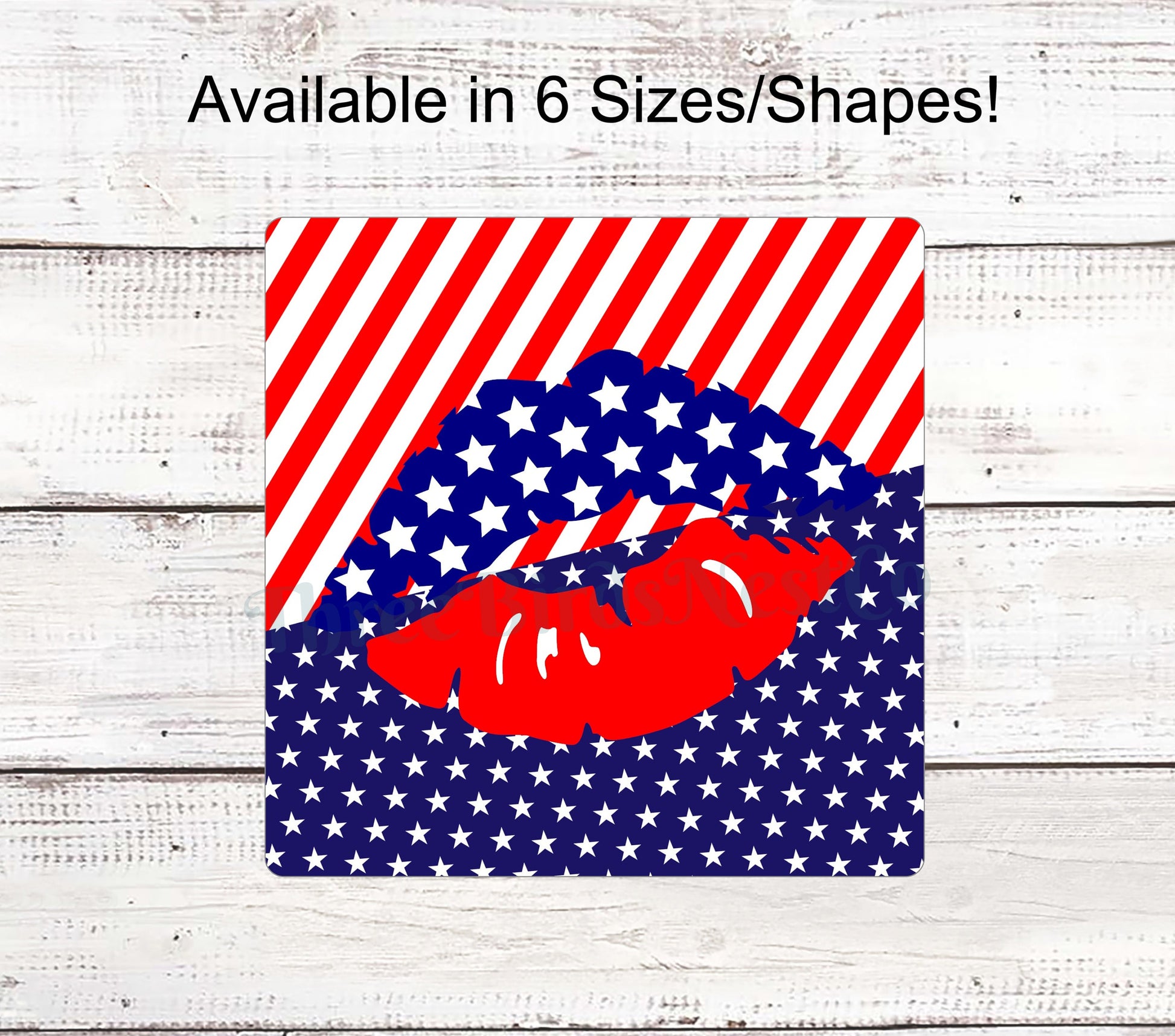Patriotic Wreath Sign - Lips Sign - Patriotic Welcome Sign - Patriotic Signs for Wreath - Patriotic Kiss Sign - 4th of July Signs