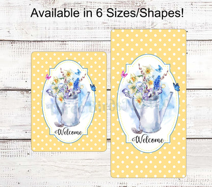 Floral Watering Can on Dots Sign
