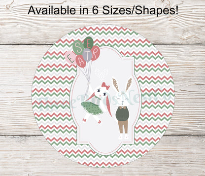 Boy and Girl Easter Bunny Balloons Sign