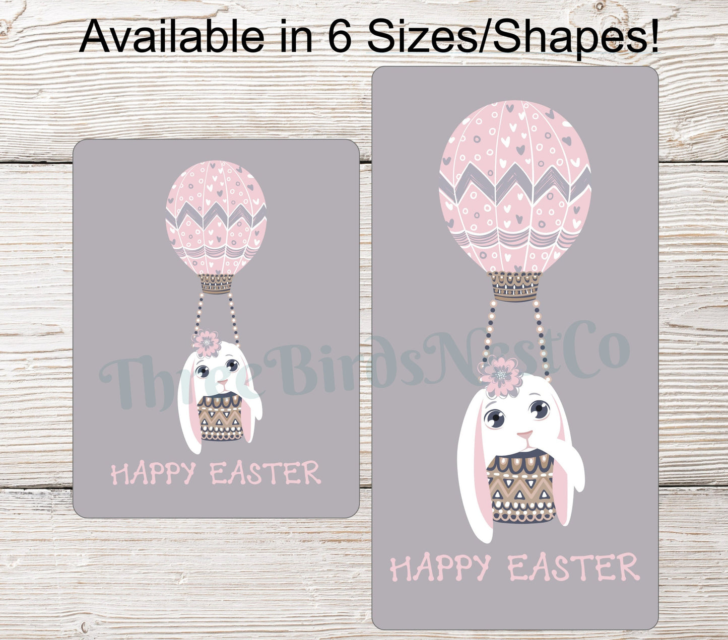 Happy Easter Pink and Gray Bunny Balloon Sign