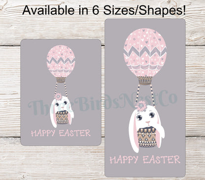 Happy Easter Pink and Gray Bunny Balloon Sign