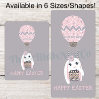 Happy Easter Pink and Gray Bunny Balloon Sign