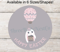 
              Happy Easter Pink and Gray Bunny Balloon Sign
            
