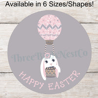 Happy Easter Pink and Gray Bunny Balloon Sign