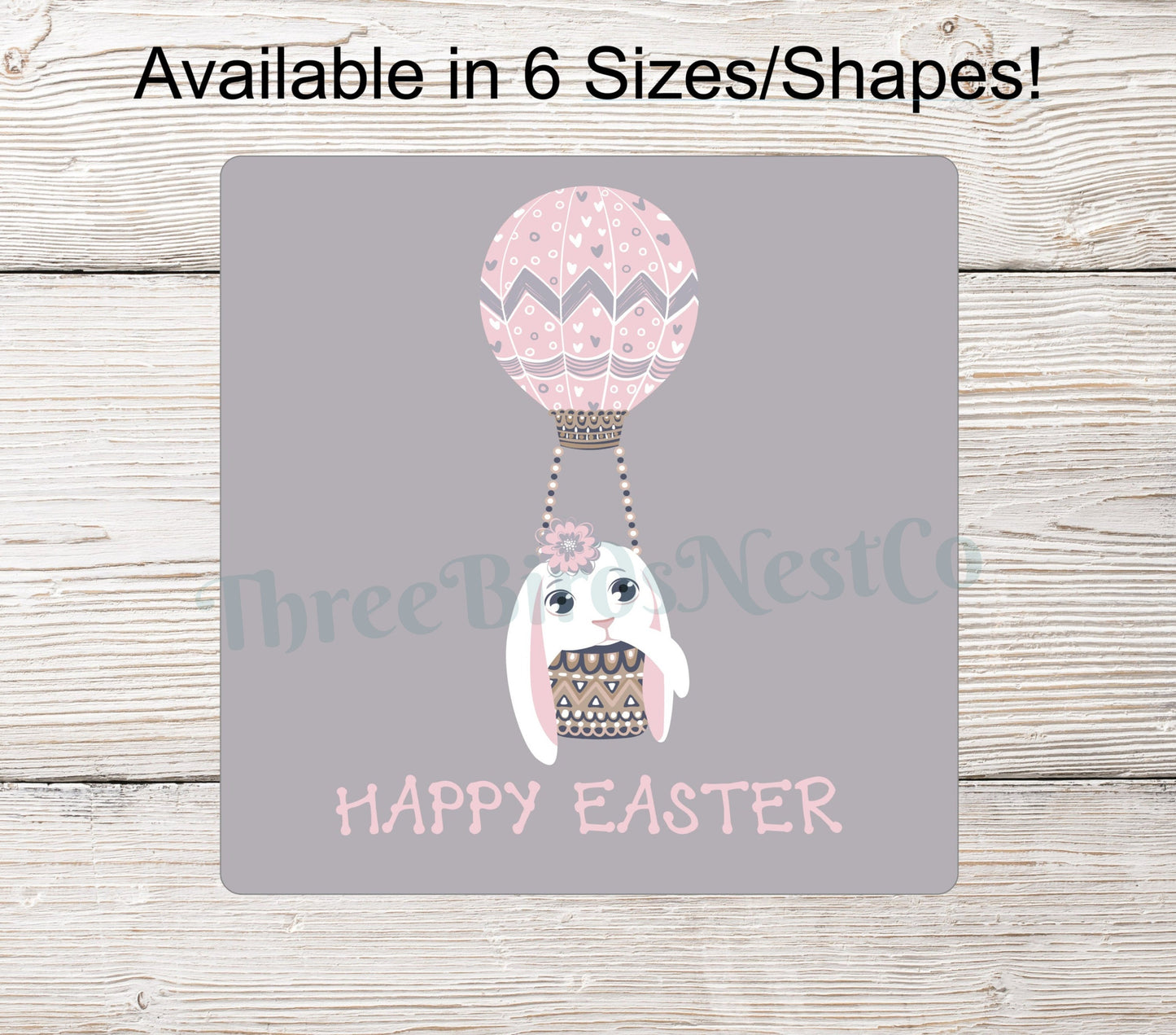 Happy Easter Pink and Gray Bunny Balloon Sign