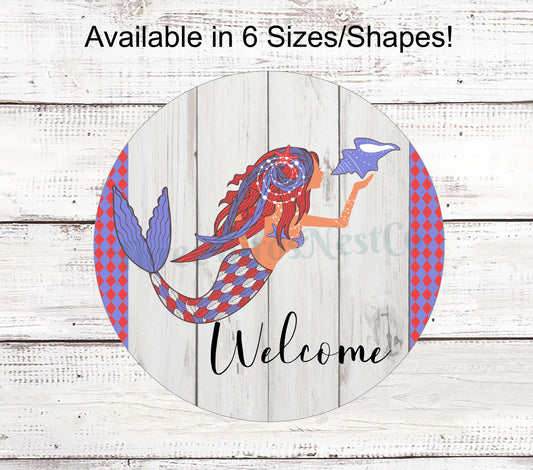 Beach Wreath Sign - Mermaid Welcome Sign - Mermaid Wreath - Mermaid Sign - Beach Sign - Beach Wreath - Mermaid Decor