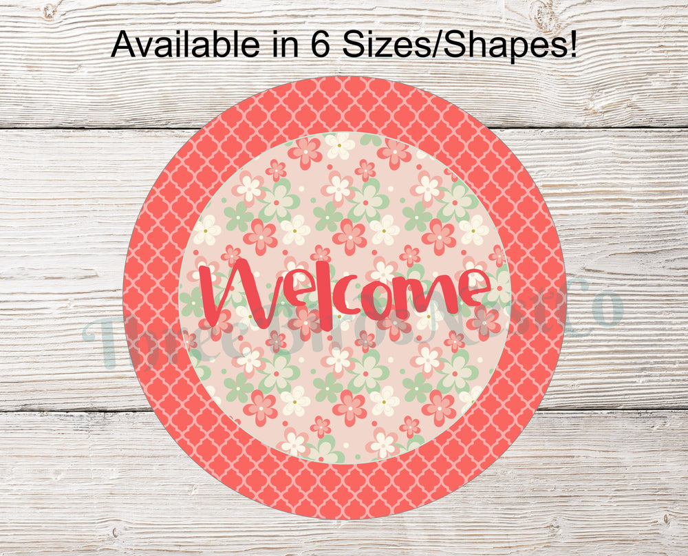 Spring Welcome Floral and Quatrefoil Sign