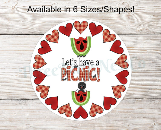 Let's Have a Picnic Watermelon Ants and Hearts Sign