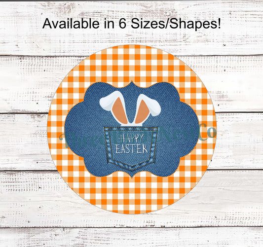 Happy Easter Denim Bunny Pocket Sign