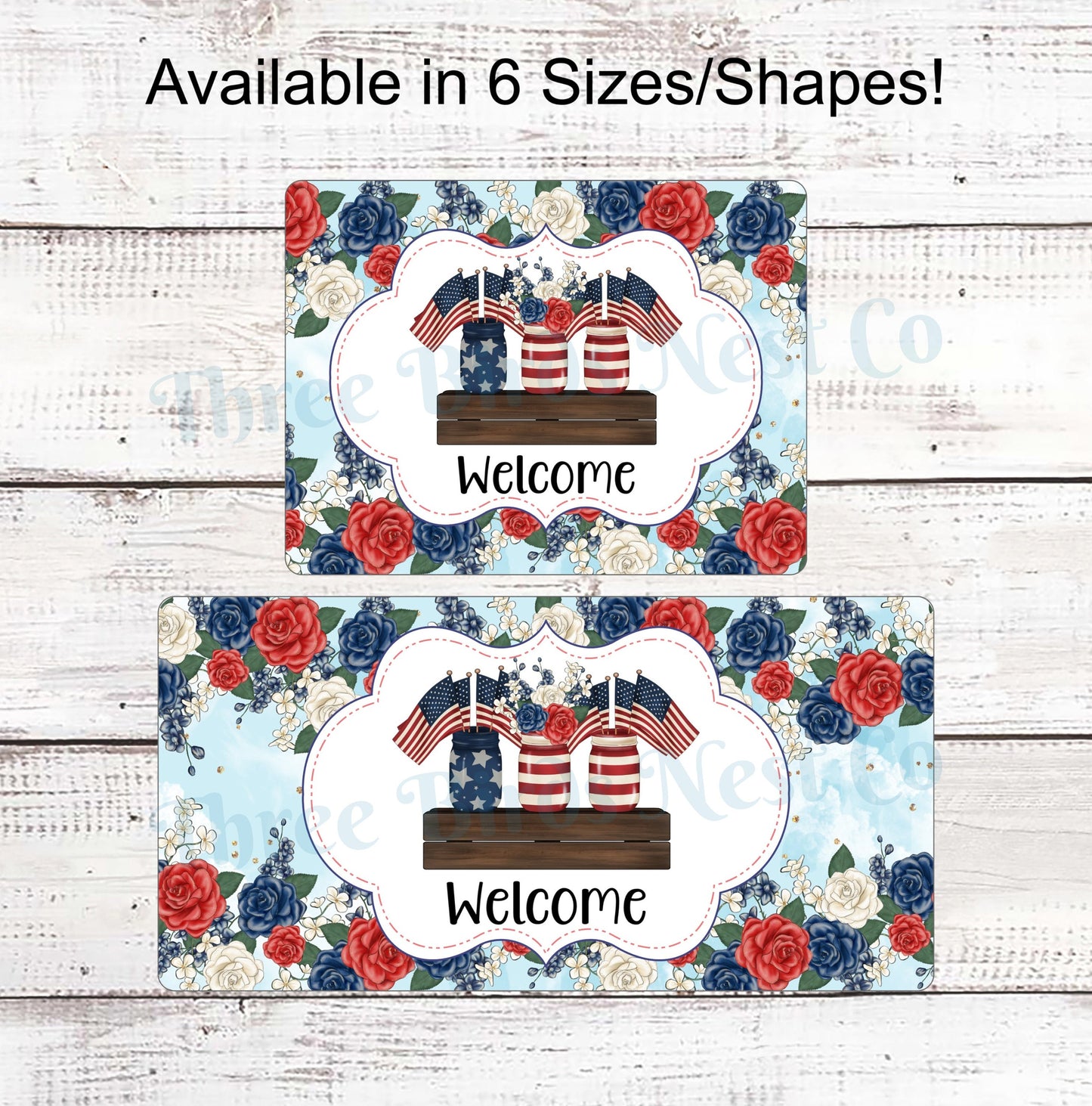 Patriotic Mason Jars Welcome Sign
