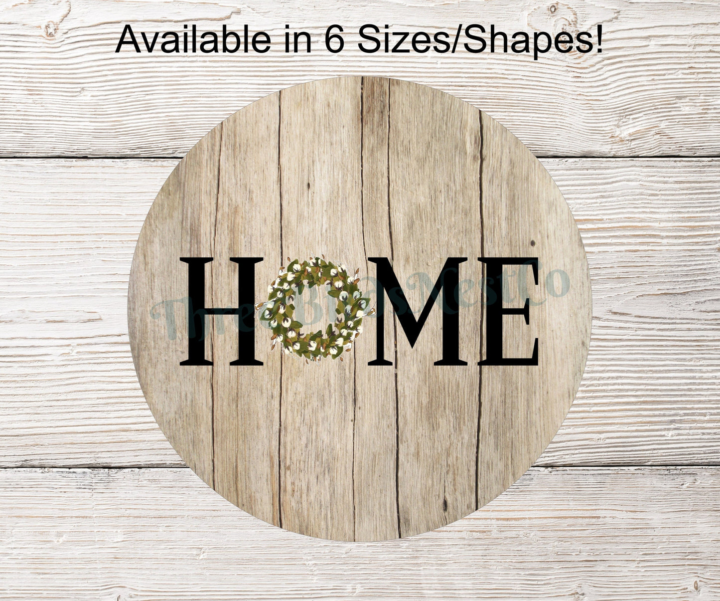 Cotton Wreath Home Sign