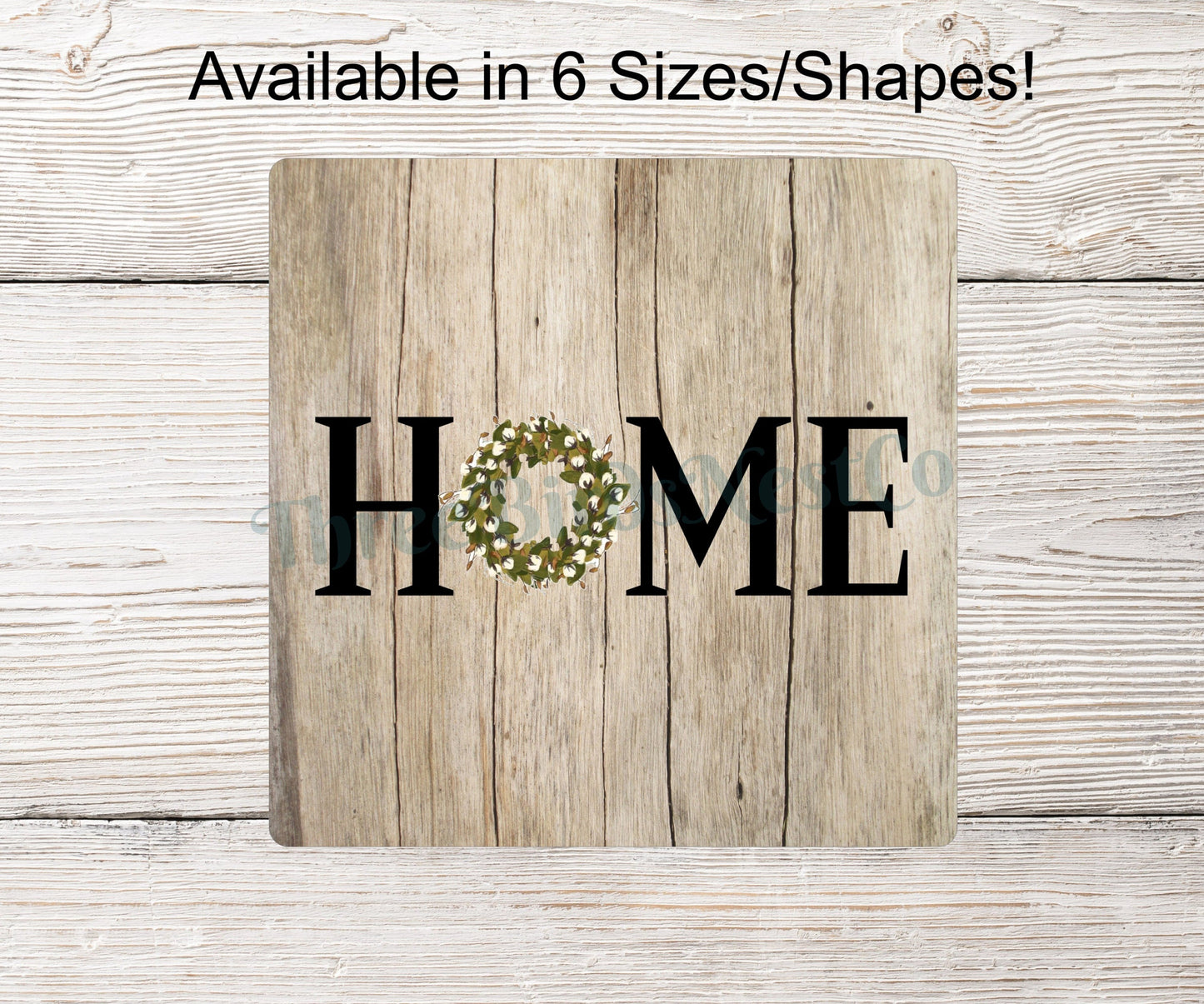 Cotton Wreath Home Sign