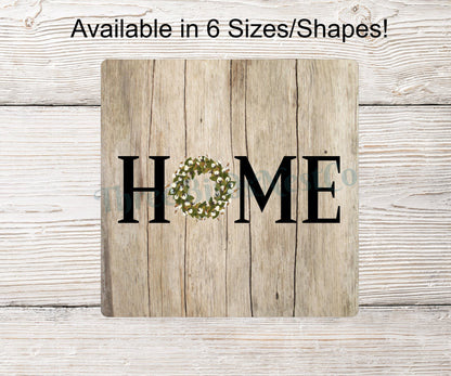 Cotton Wreath Home Sign