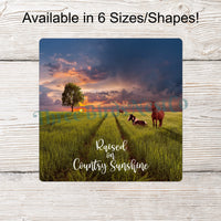 Raised on Country Sunshine - Country Wreath Signs - Horse Wreath - Horse Sign - Welcome Wreath Sign - Farm Life Sign