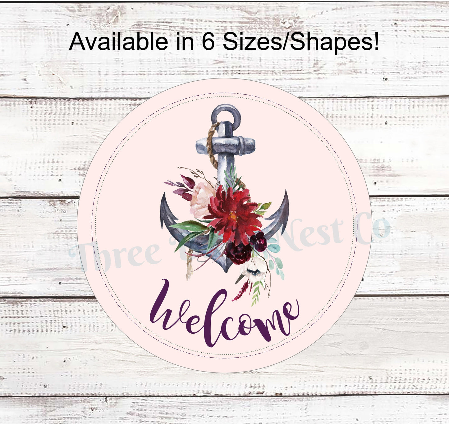 Floral Anchor Welcome Sign