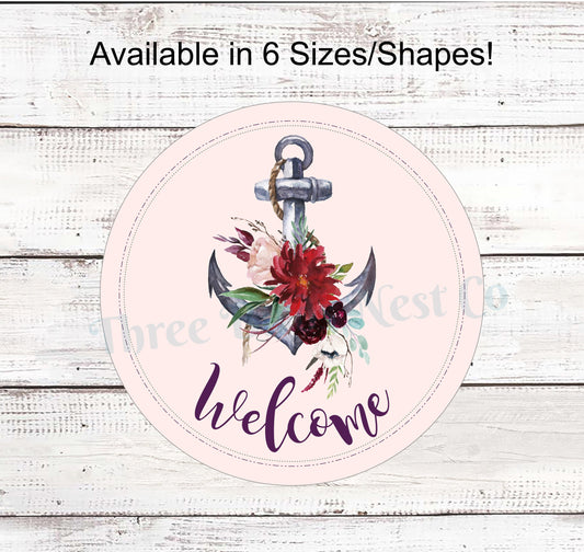 Floral Anchor Welcome Sign