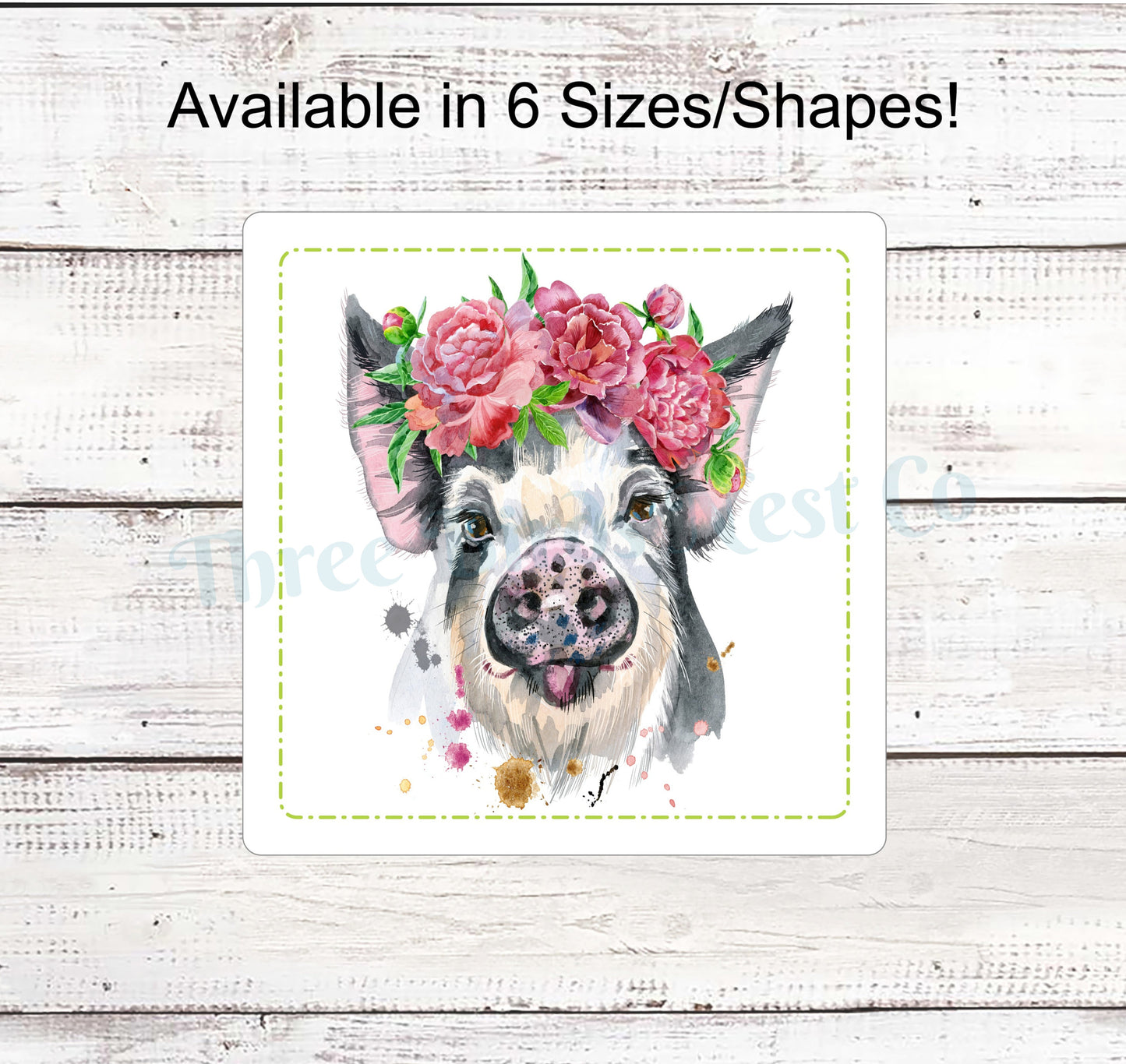 Flower Crown Pig Sign