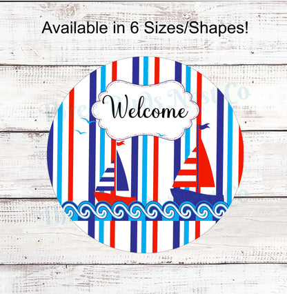 Nautical Sailboats Welcome Sign