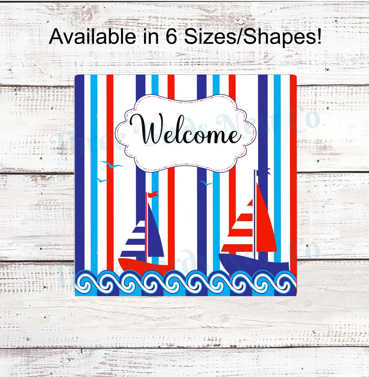 Nautical Sailboats Welcome Sign