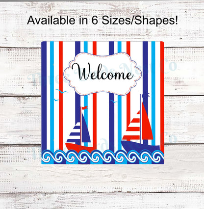 Nautical Sailboats Welcome Sign
