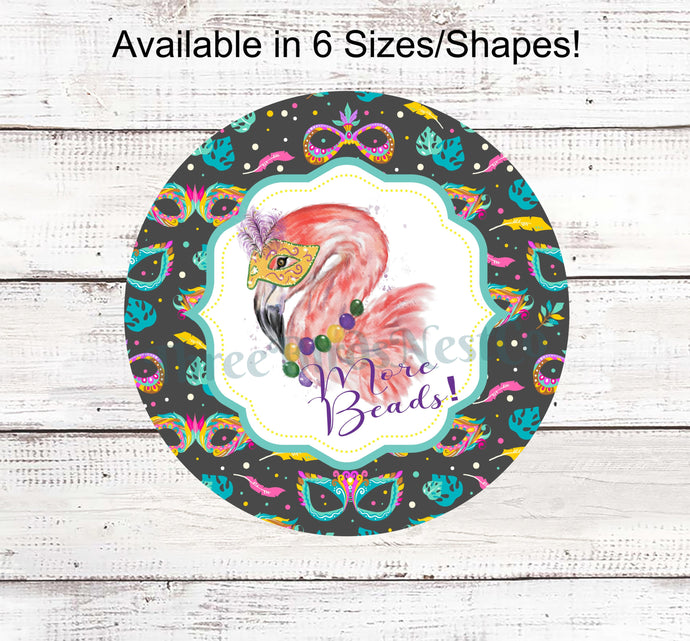 Mardi Gras Wreath Sign - Flamingo Sign - Flamingo Wreath Sign - Mardi Gras Sign - Mardi Gras Mask Sign - Mardi Gras Decor