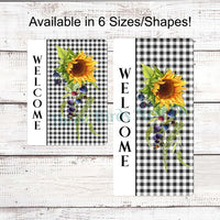 Welcome Buffalo Plaid Sunflower Sign