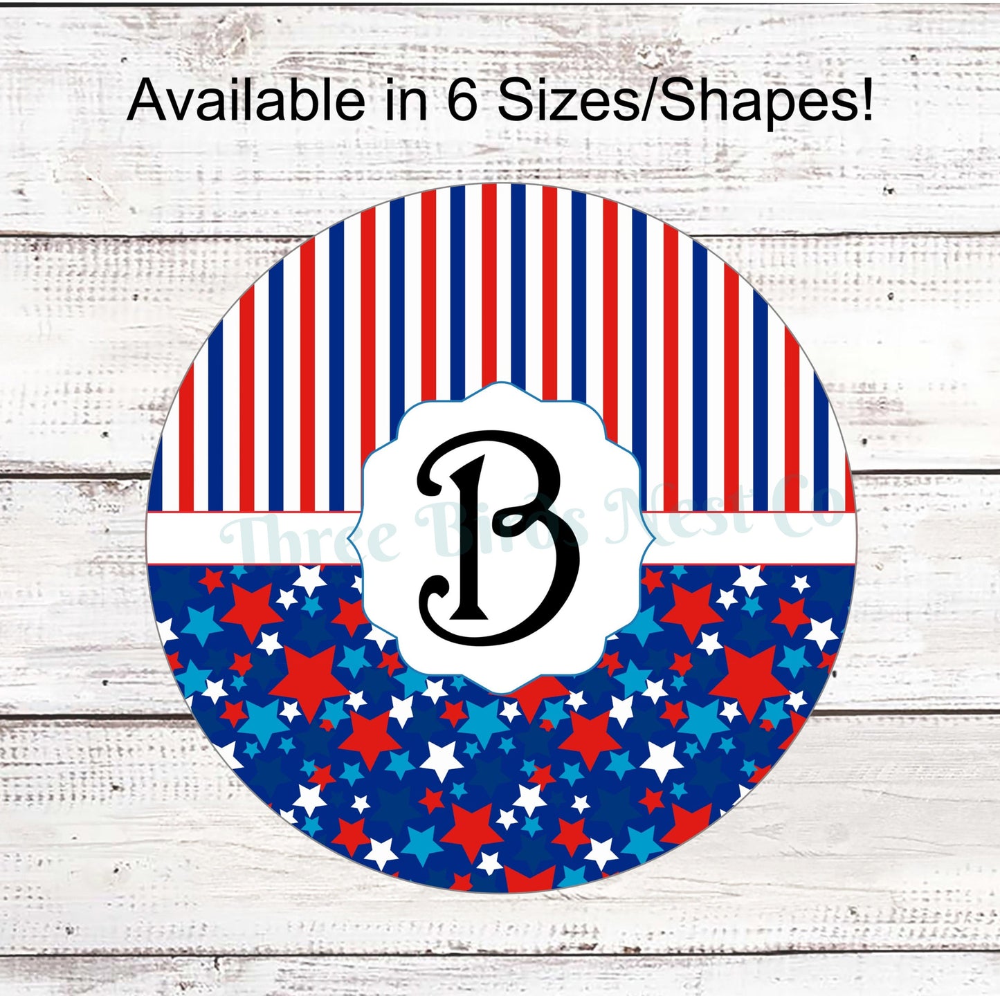 Patriotic Stars and Stripes Monogram Sign